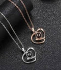 Pure Silver Heart Projection 100 Hundred Languages I Love You Necklace Pendant