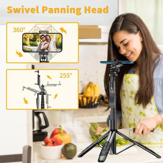 {K-28}Long Video Stand Cum Selfie Stick Tripod with Remote - 360° Rotation Phone Stand with Wireless Remote Control, without light