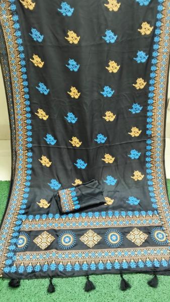 বোধুয়া বেনারশি প্রিন্ট শাড়ি কালো কালার
