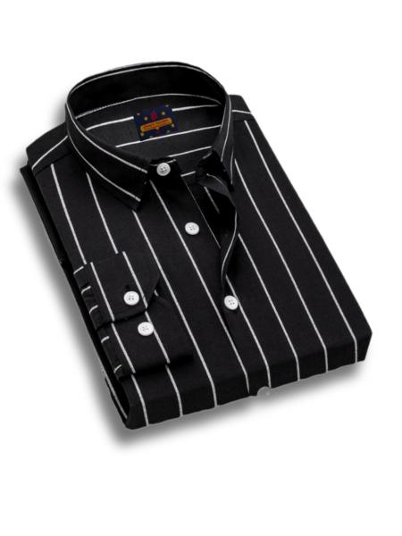 Men's long sleeve stripe / print shirt