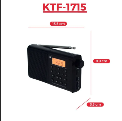 KTF-1715 Bluetooth, TF Card & FM/MW/SW 3 Bands Radio & Clock Supported Digital Display Speaker