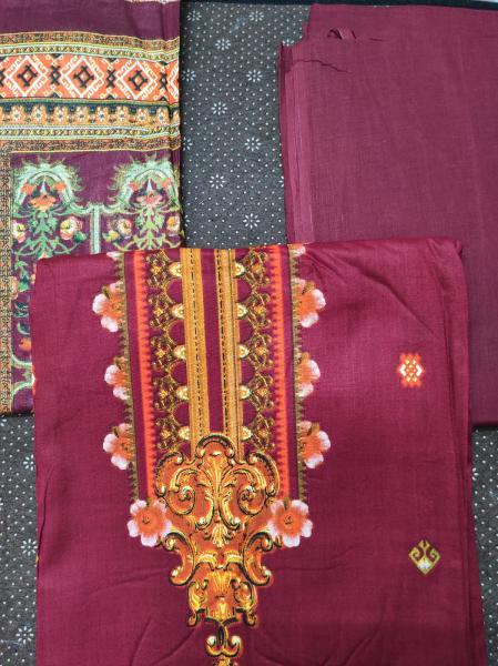 MALHAR 100% Premium cotton lawn digital printed 3 Piece