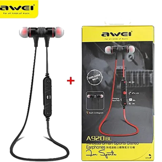 AWEI A920BL Wireless Smart Sport Stereo Magnetic Earphones Explosive Bass