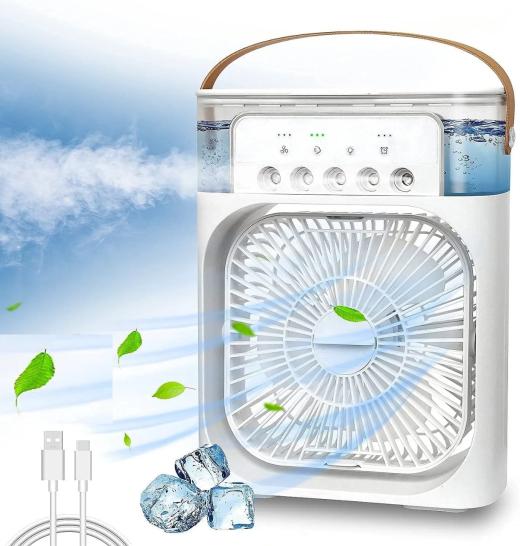 Smart 3 In 1 Air Cooling USB Fan with LED Night Light Water Fan