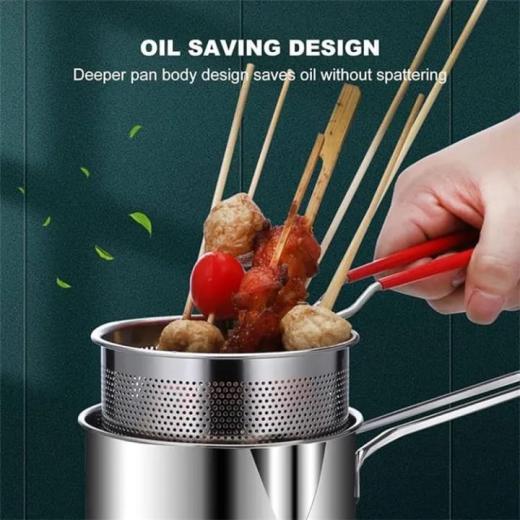304 Stainless Steel Deep Frying Pot Kitchen Fryer Tempura Fryer Pan Fry Kitchen Pot Chicken Fried Frying Pans Cooking Tools