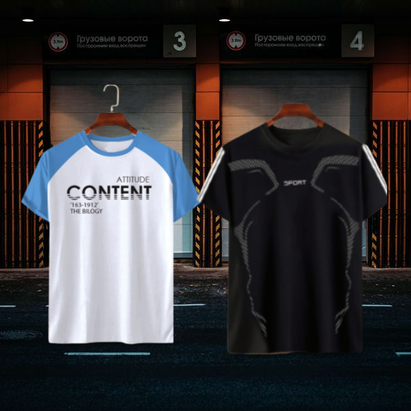 2 pieceCombo Half Sleeve Mesh T-shirt For Men