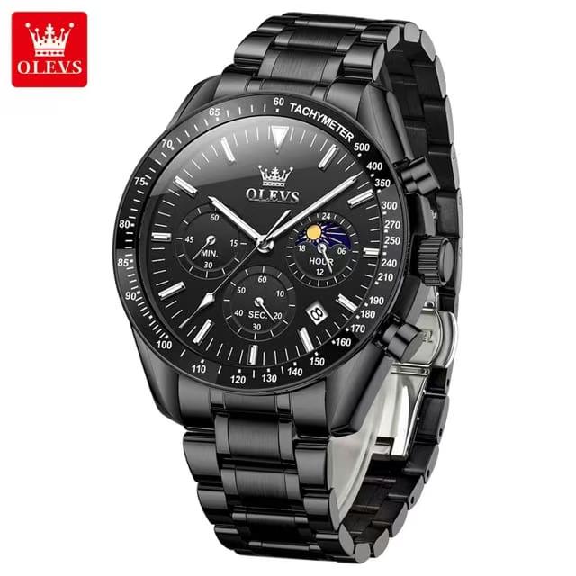 Butter Fly Lock  OLEVS Watch for mens (black dial)