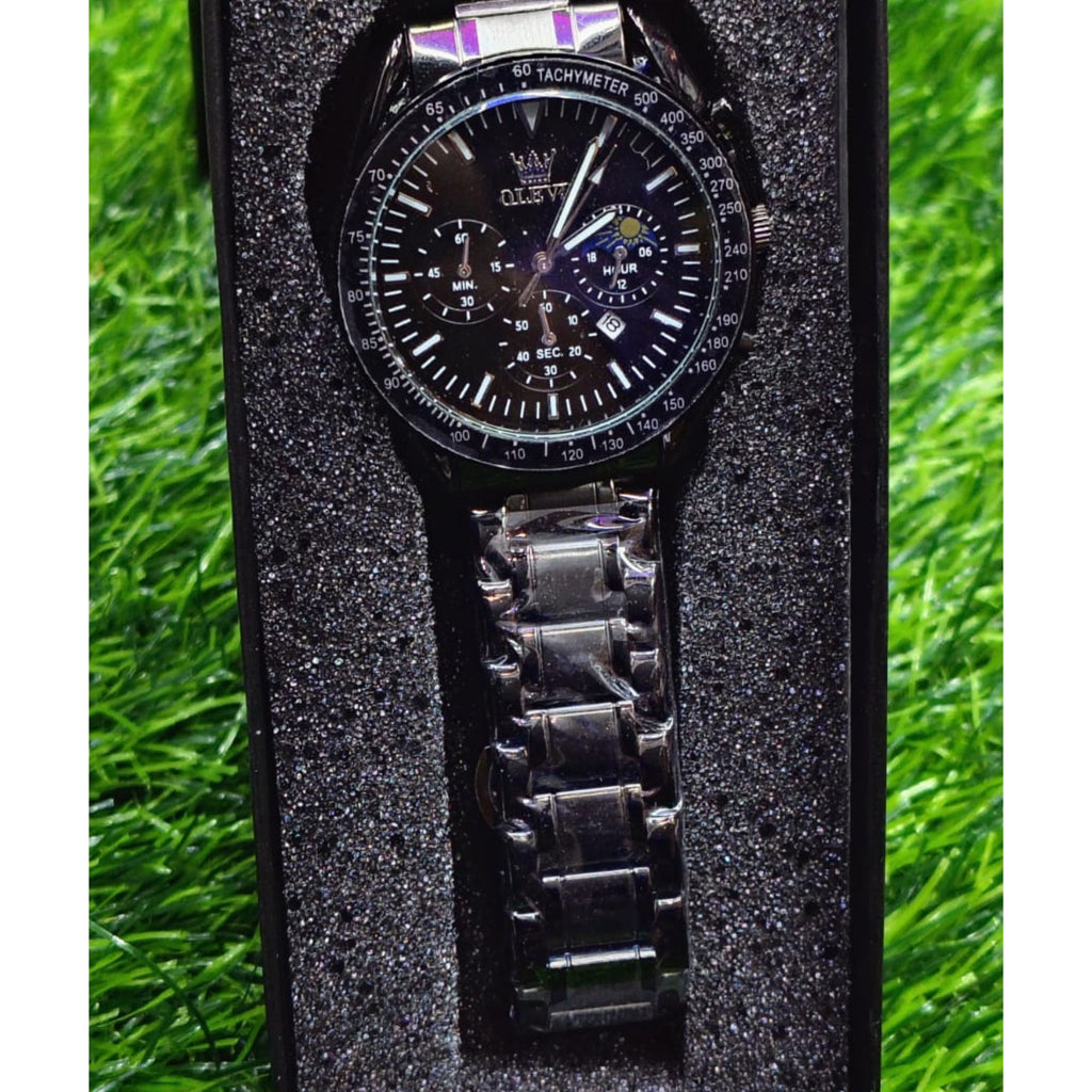 Butter Fly Lock  OLEVS Watch for mens (black dial)
