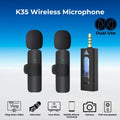 K35 Dual Wireless Microphone 3.5mm Supported for Camera, Sound card, Smartphone
