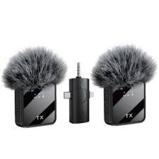 F11-2 Wireless Microphone Connector 3 in 1 Hands Free Reporting Wireless Lapel Microphone for Mobile Phone Street Interview