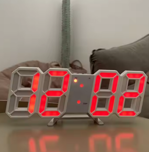 3D LED Digital Wall Clock – Modern Time Display with Alarm & Night Light