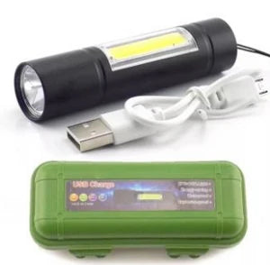 USB Charging Powerful Flashlight 3800LM XPE COB LED Flash Light Torch Lamp+Battery+Box