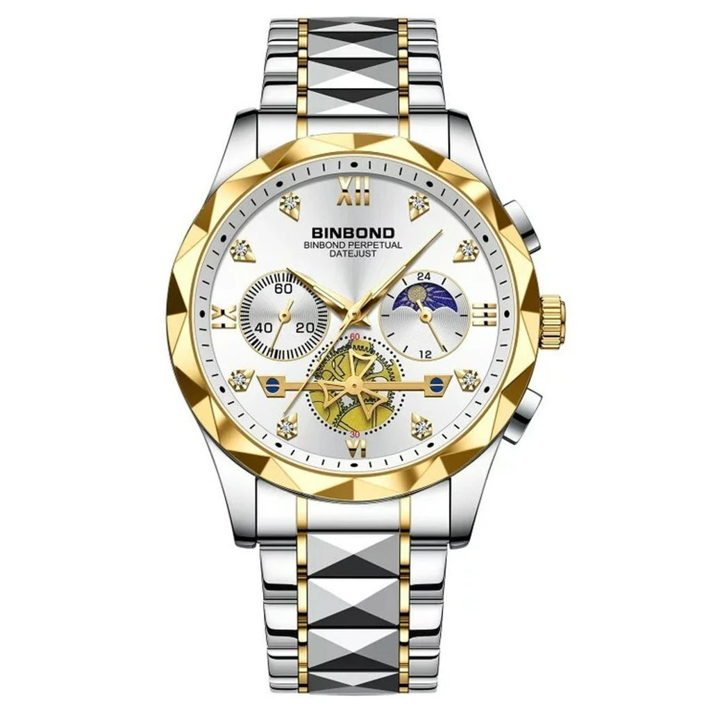 BINBOND B1236 Brand Fashion Tourbillon Dial Quartz Watches Men’s Luxury Stainless Steel