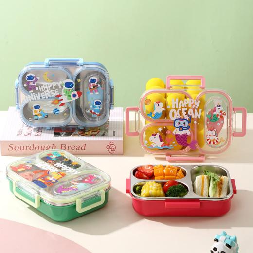 3 Compartment 600ml Stainless Steel Kids Tiffin Box
