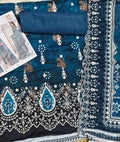 Sarah Vol-2: Premium Deep Teal Blue Handwork Cotton Suit with Chiffon Georgette Dupatta