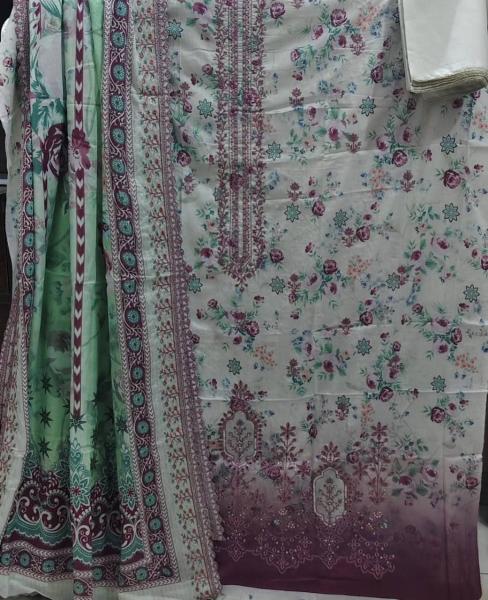 Sarah Vol-2: Premium Pakistani Handwork Cotton 3-Piece Collection with Chiffon Georgette Dupatta