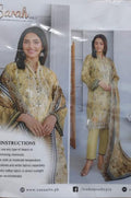 Sarah Vol-2: Premium Olive Green Handwork Cotton Suit with Chiffon Georgette Dupatta