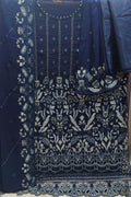 Sarah Vol-2: Royal Navy Blue Handwork Cotton Suit with Chiffon Georgette Dupatta