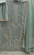 Premium Pakistani Mint Green Handwork Cotton Suit with Chiffon Georgette Dupatta