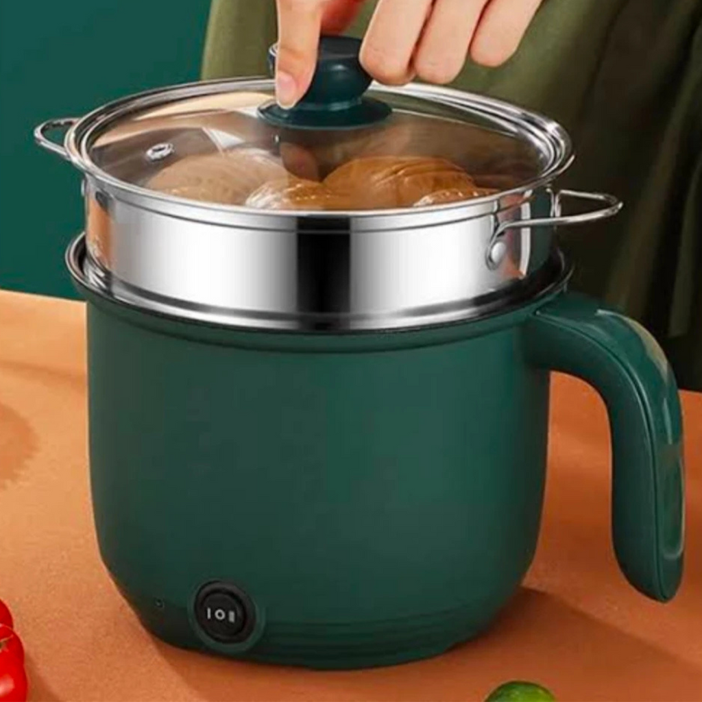 Multicooker Portable Electric Multicooker Cooking Pot With Steamer and Multipurpose 1 Liter Electric Cooker Pot Manual electric heating pot Cooker Rice cooker