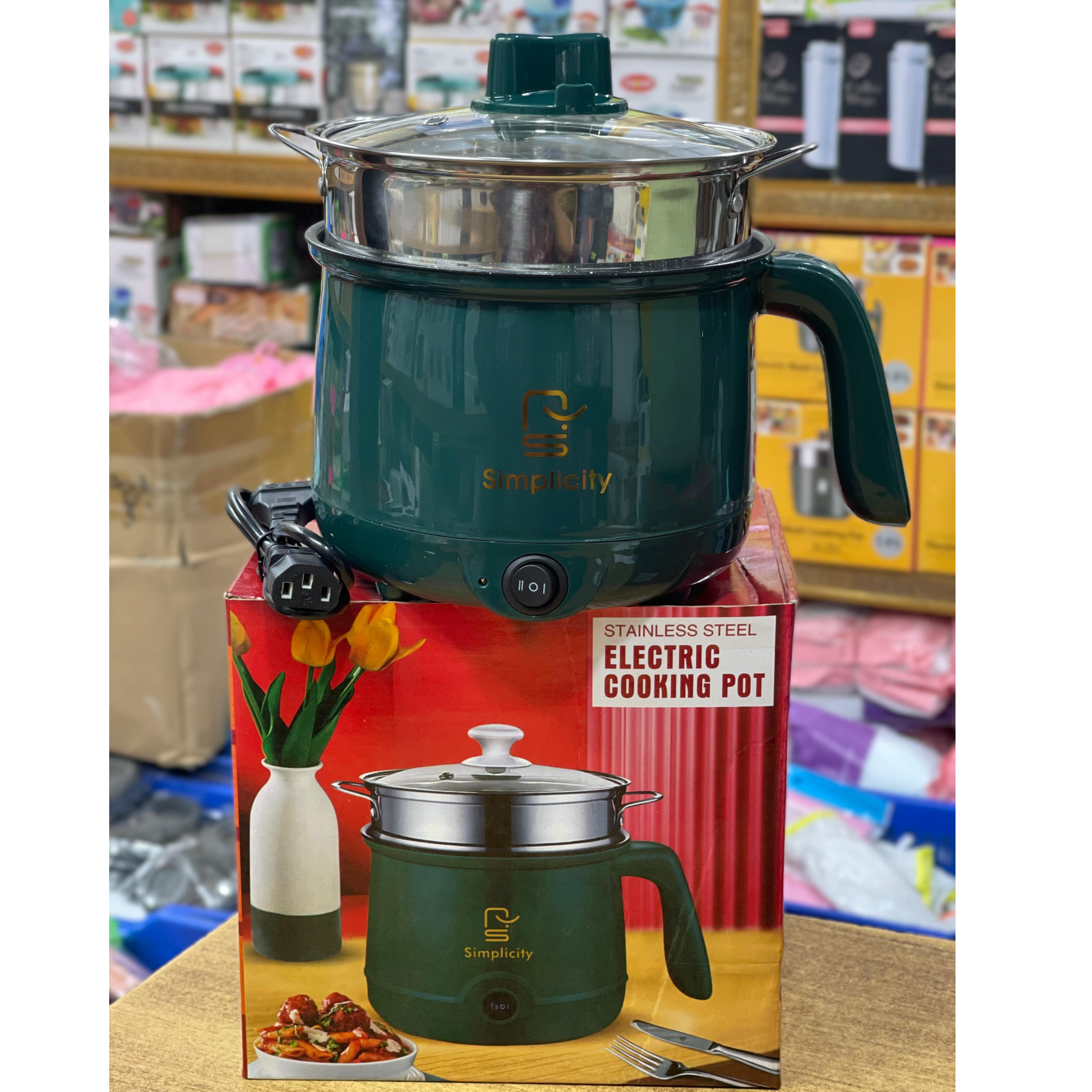 Multicooker Portable Electric Multicooker Cooking Pot With Steamer and Multipurpose 1 Liter Electric Cooker Pot Manual electric heating pot Cooker Rice cooker