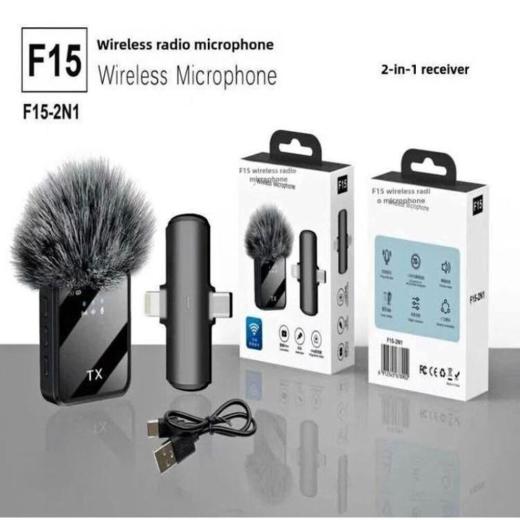 F15-2 Wireless Microphone 2 in 1 Collar Android and Iphone
