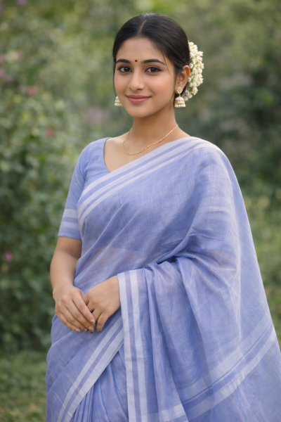 প্রিমিয়াম সিনথেটিক মসলিন শাড়ি - ১২০ কাউন্ট সুতি বুনন