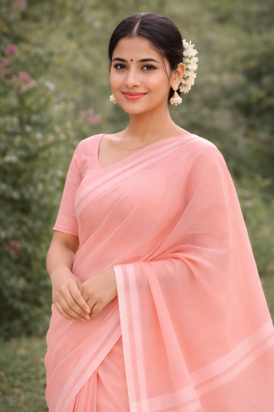 প্রিমিয়াম সিনথেটিক মসলিন শাড়ি - ১২০ কাউন্ট সুতি বুনন