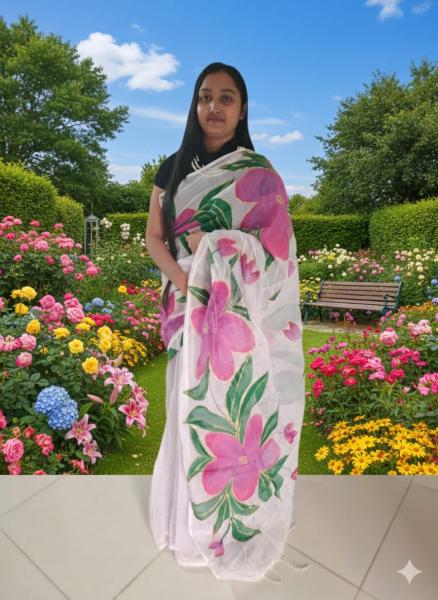 handloom semi moslin saree