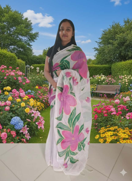 handloom semi moslin saree