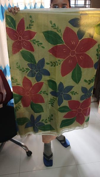 হ্যান্ড প্রিন্ট শাড়ি