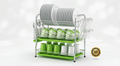 Baisheng 3-Tiers Luxury Dish Drainer - Silver & Green