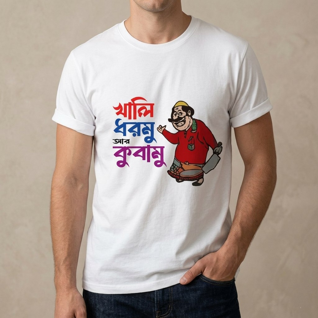 T-Shirt (Khali dhormu r kubamu) for EID Special
