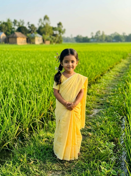 Children's Half Silk Solid Color Saree