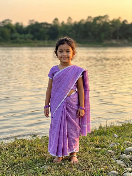 Children's Half Silk Solid Color Saree