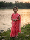 Children's Half Silk Solid Color Saree