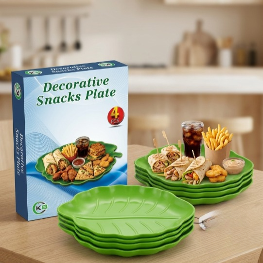 Decorative Leaf-Shaped Snacks Plate Set